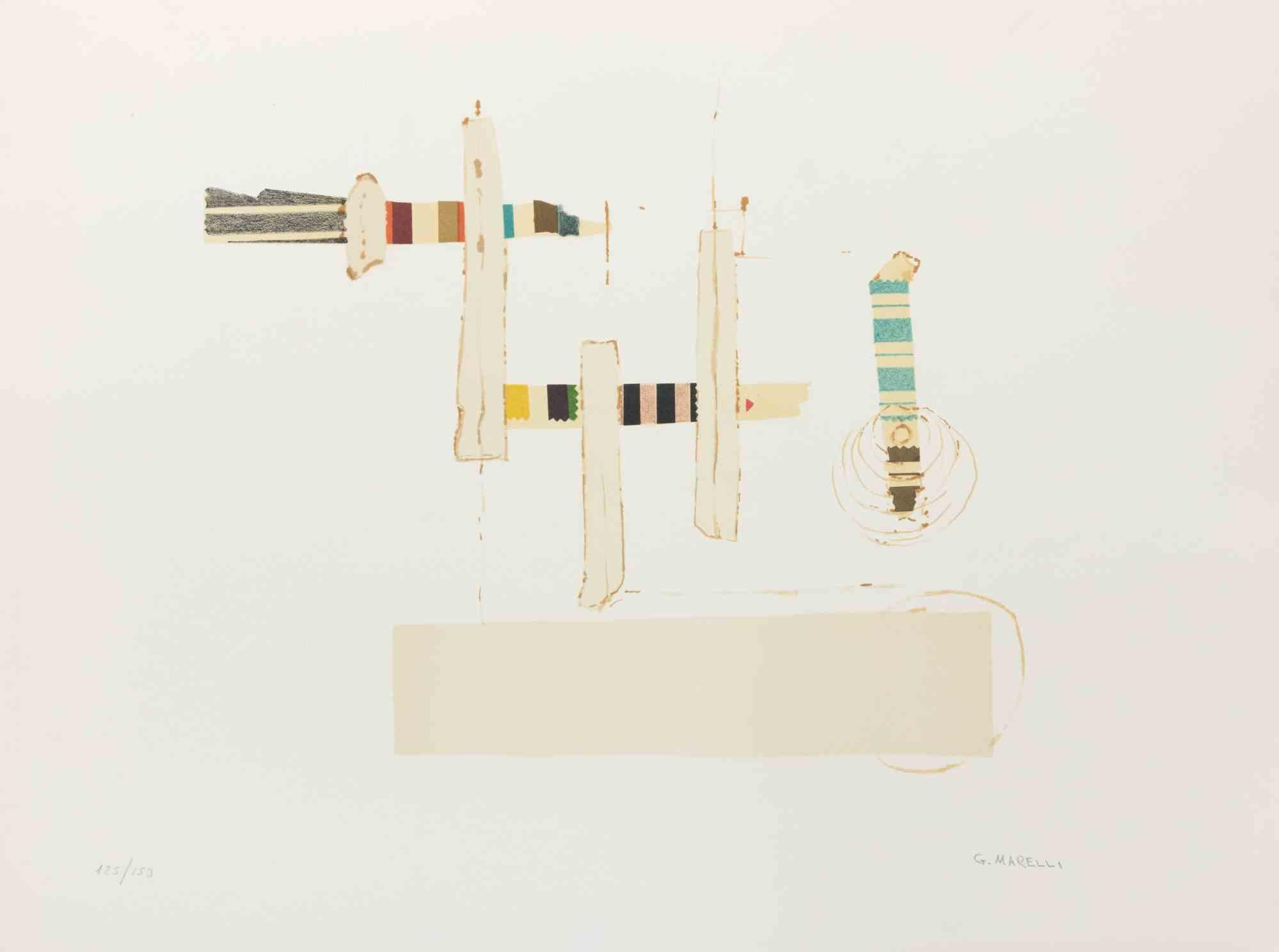 Lithograph realized by Giulio Marelli in 1970 ca.

Edition of 150 in arab numbers and XXV in roman numbers.

Hand signed and numbered in pencil.

Very good condition.







