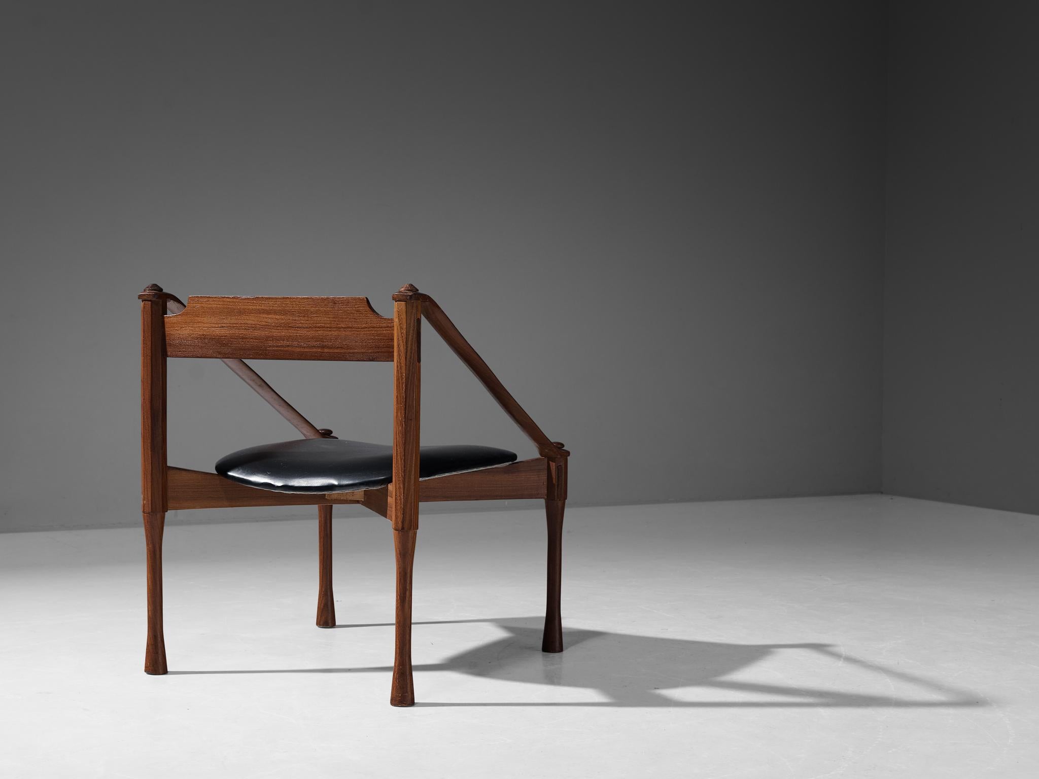 Mid-Century Modern Giulio Moscatelli Armchairs in Walnut and Black Upholstery