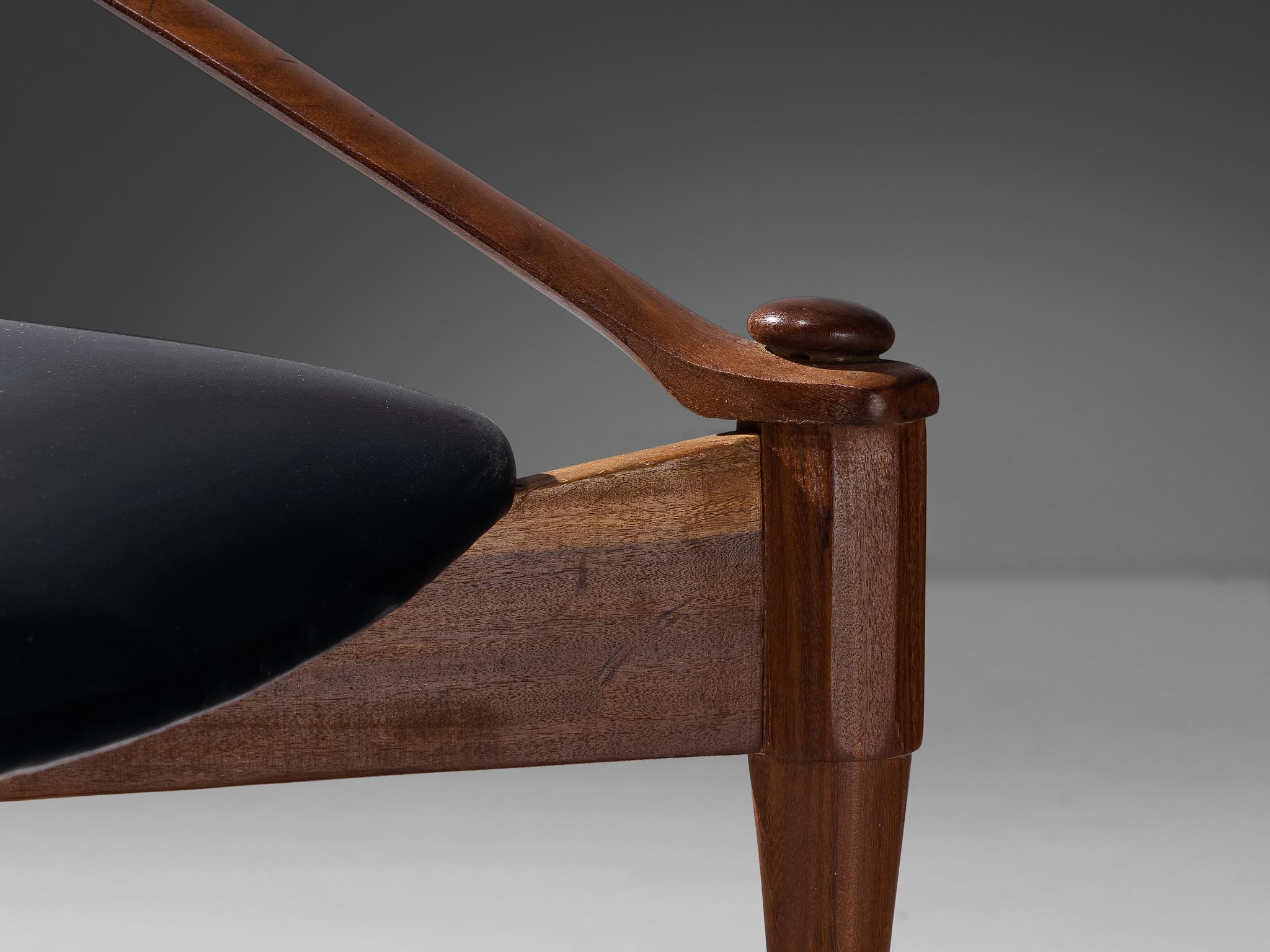 Faux Leather Giulio Moscatelli Armchairs in Walnut and Black Upholstery