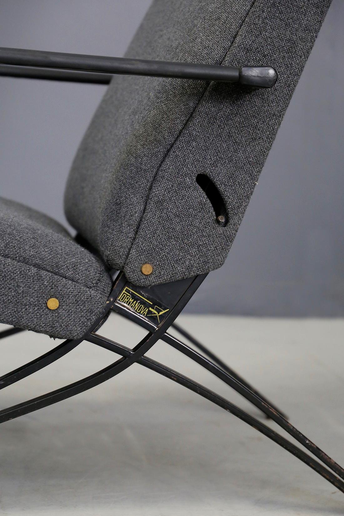 Mid-20th Century Giulio Moscatelli for Formanova Lounge Chair Grey with Label, 1960s