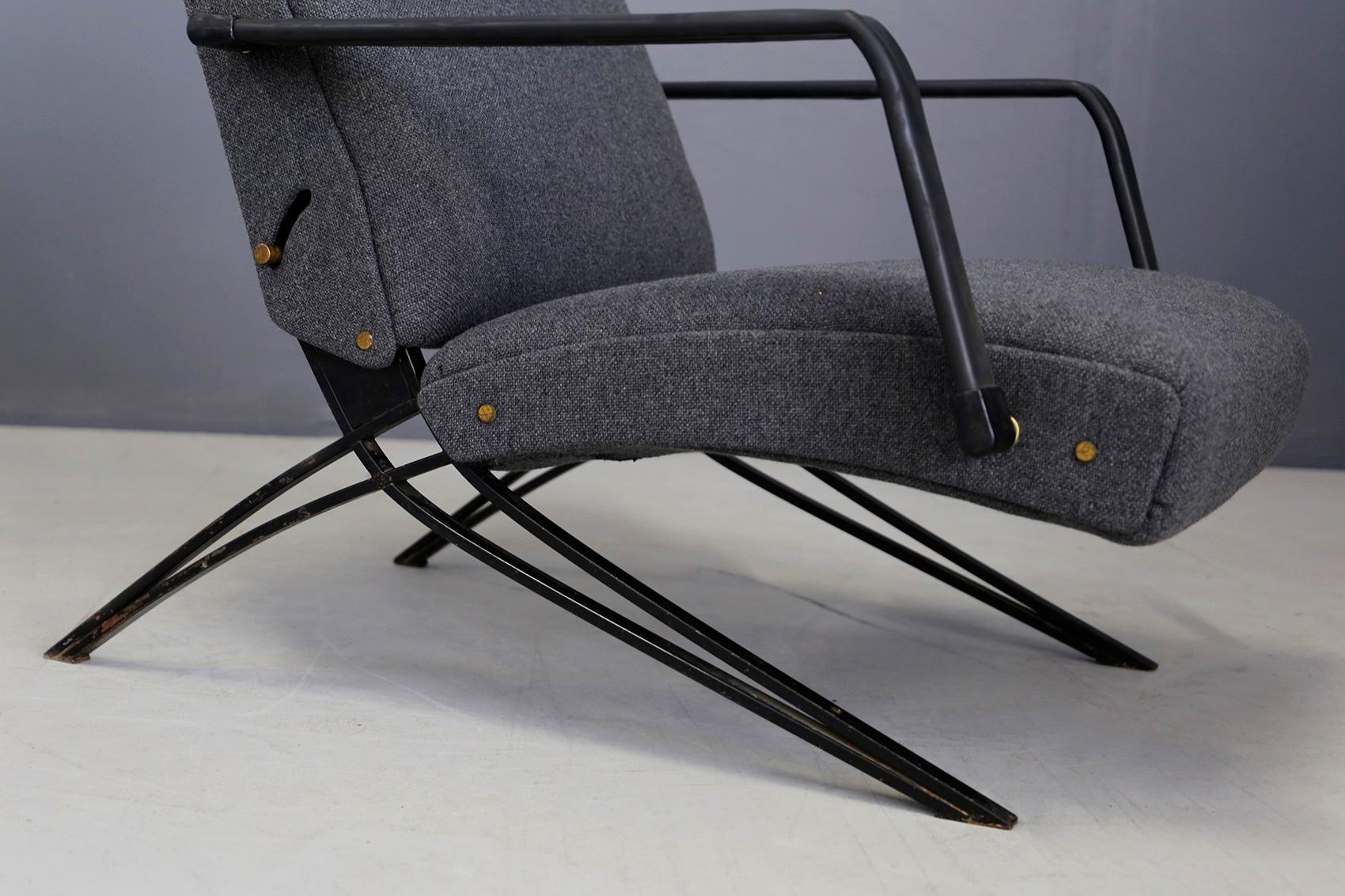 Metal Giulio Moscatelli for Formanova Lounge Chair Grey with Label, 1960s