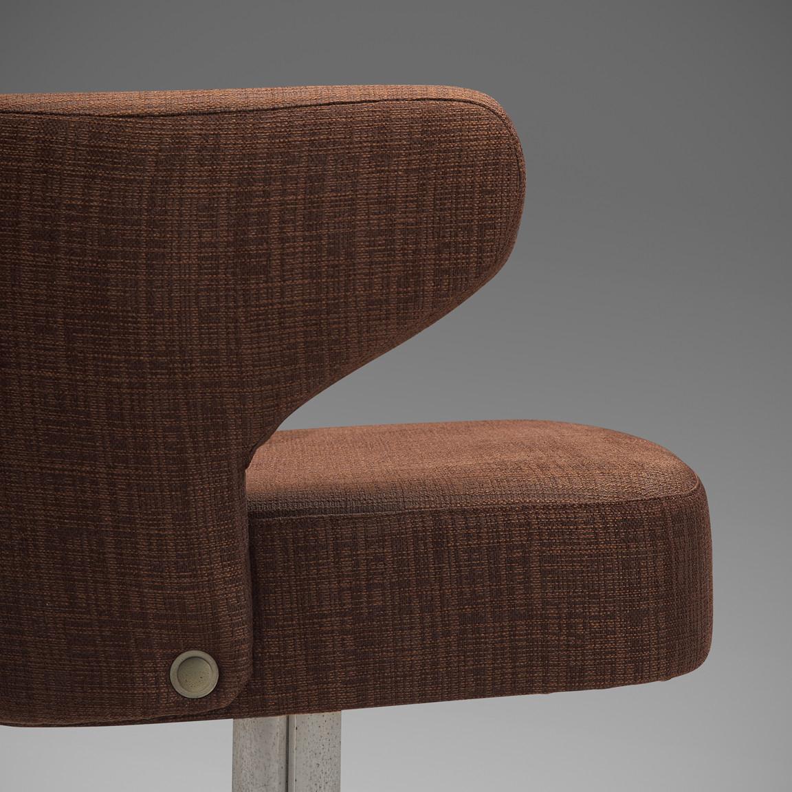 Italian Giulio Moscatelli for Formanova Set of Five Swivel Chairs in Brown Fabric