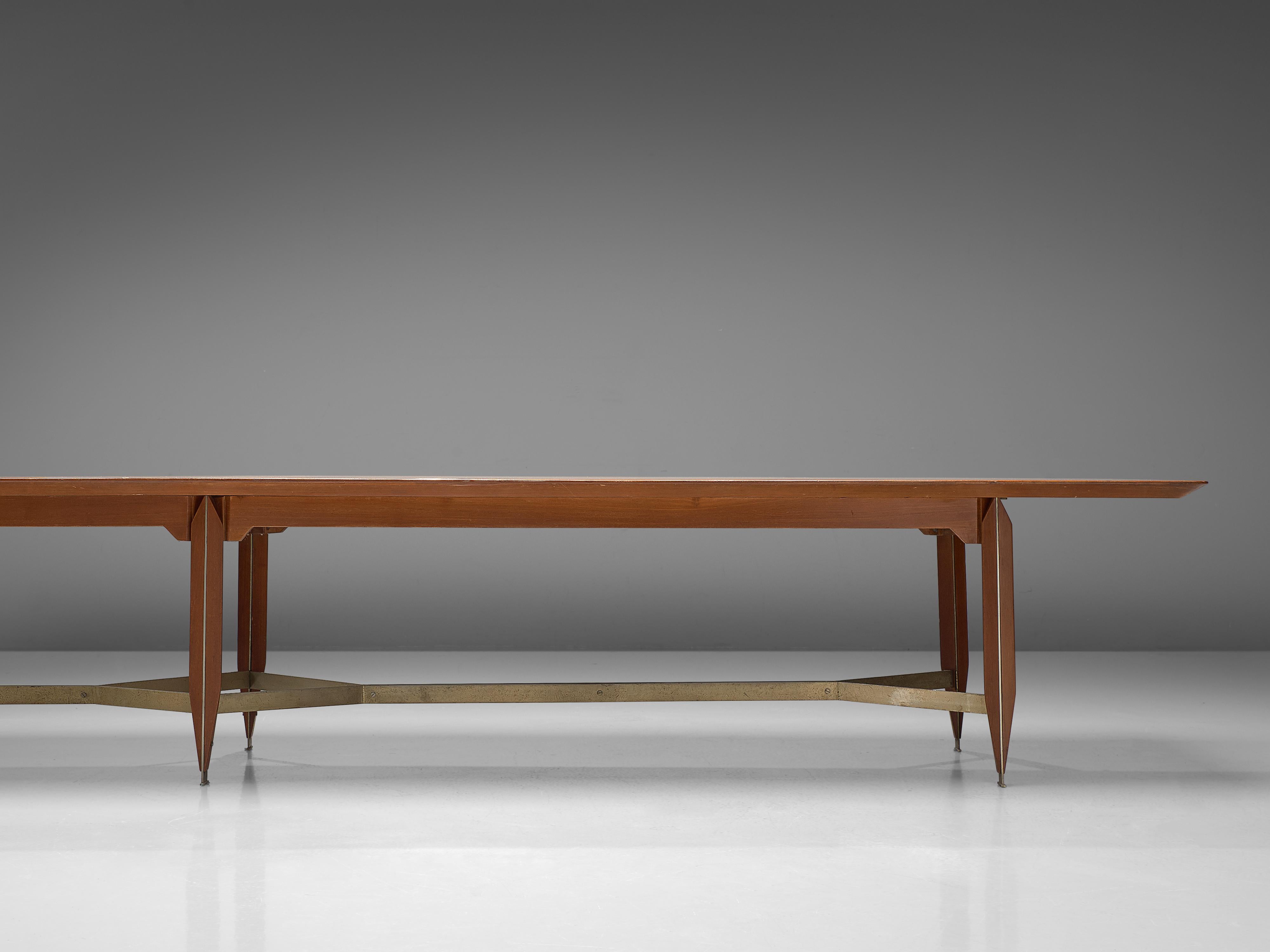 Giulio Moscatelli Long Conference Table in Teak and Metal 4