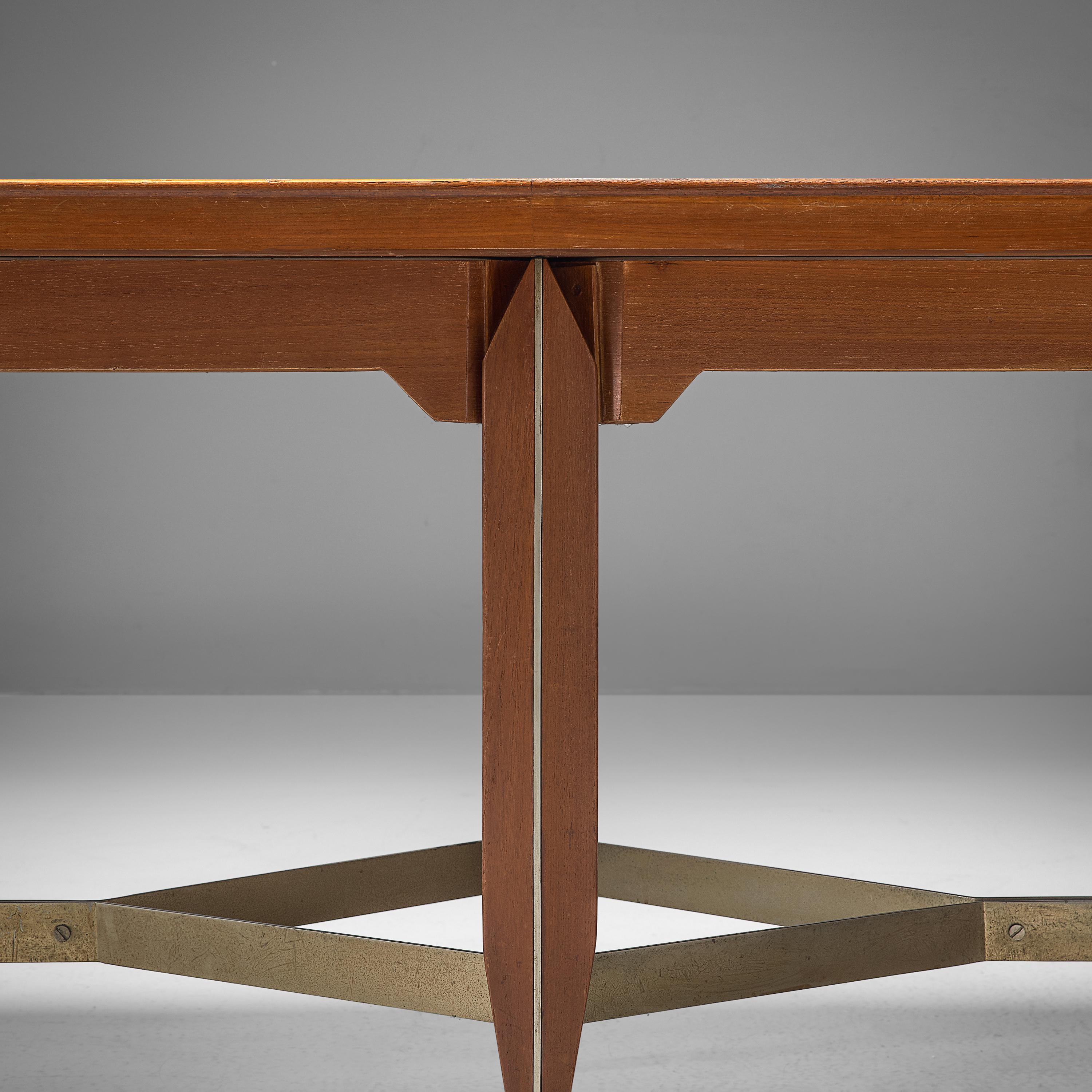 Mid-Century Modern Giulio Moscatelli Long Conference Table in Teak and Metal