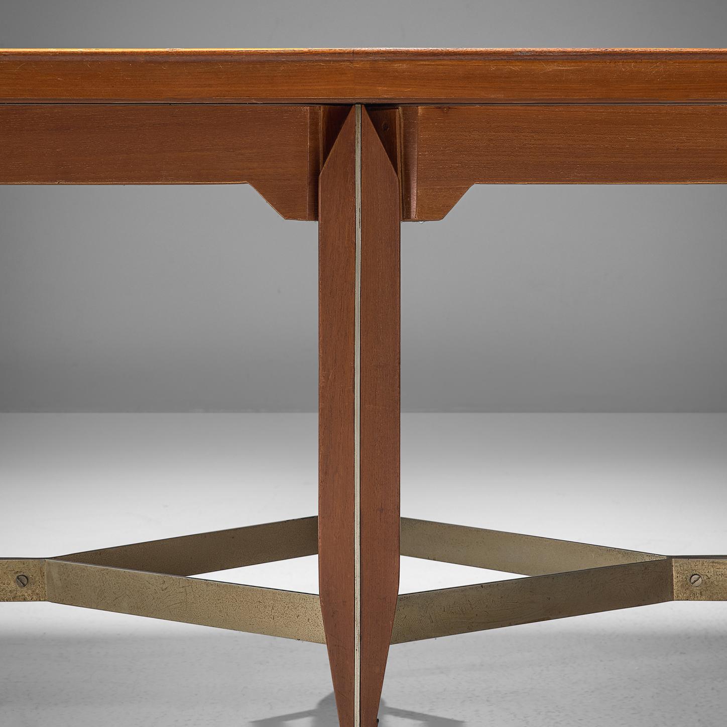 Mid-Century Modern Giulio Moscatelli Long Conference Table in Teak and Metal