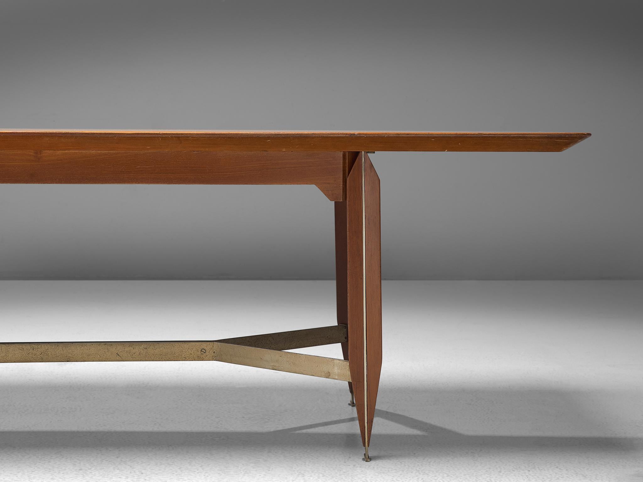 Giulio Moscatelli Long Conference Table in Teak and Metal In Good Condition In Waalwijk, NL