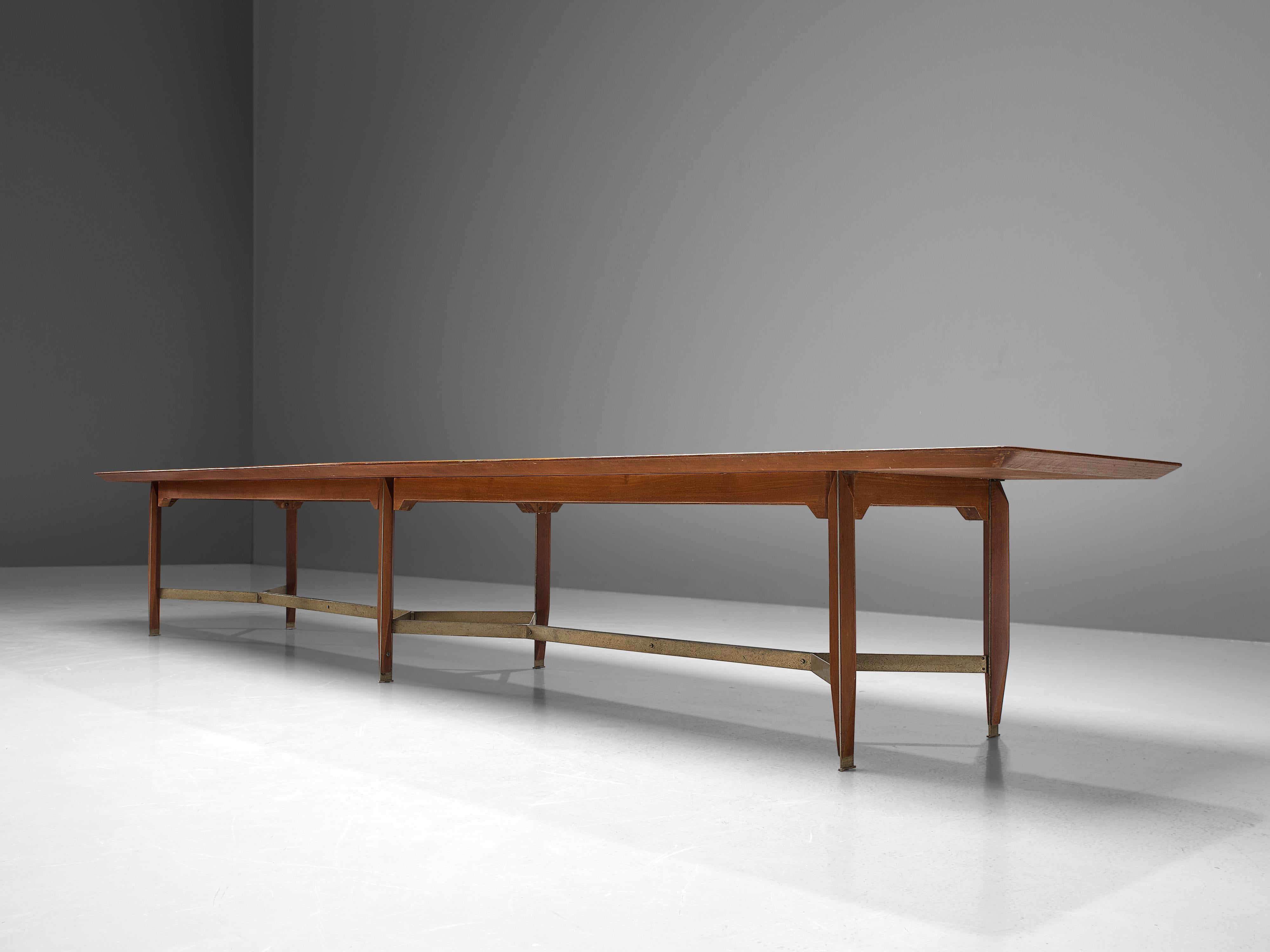 Giulio Moscatelli Long Conference Table in Teak and Metal 2