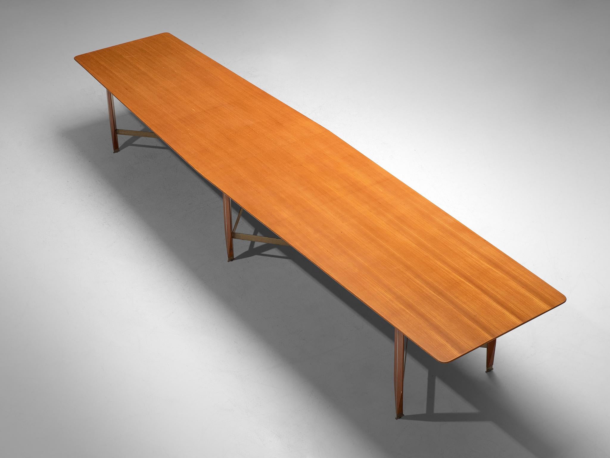 Giulio Moscatelli Long Conference Table in Teak and Metal 3