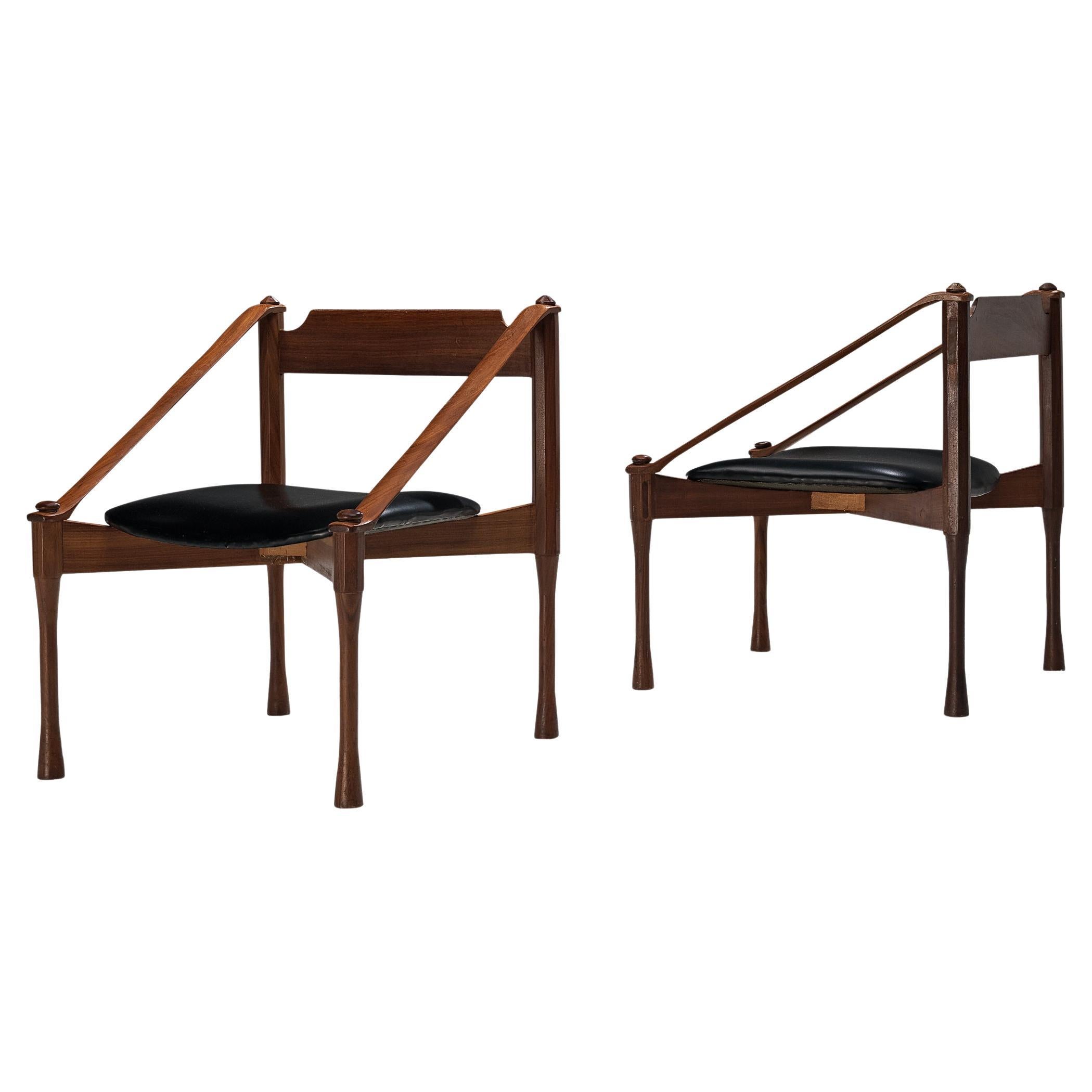 Giulio Moscatelli Pair of Armchairs in Walnut 