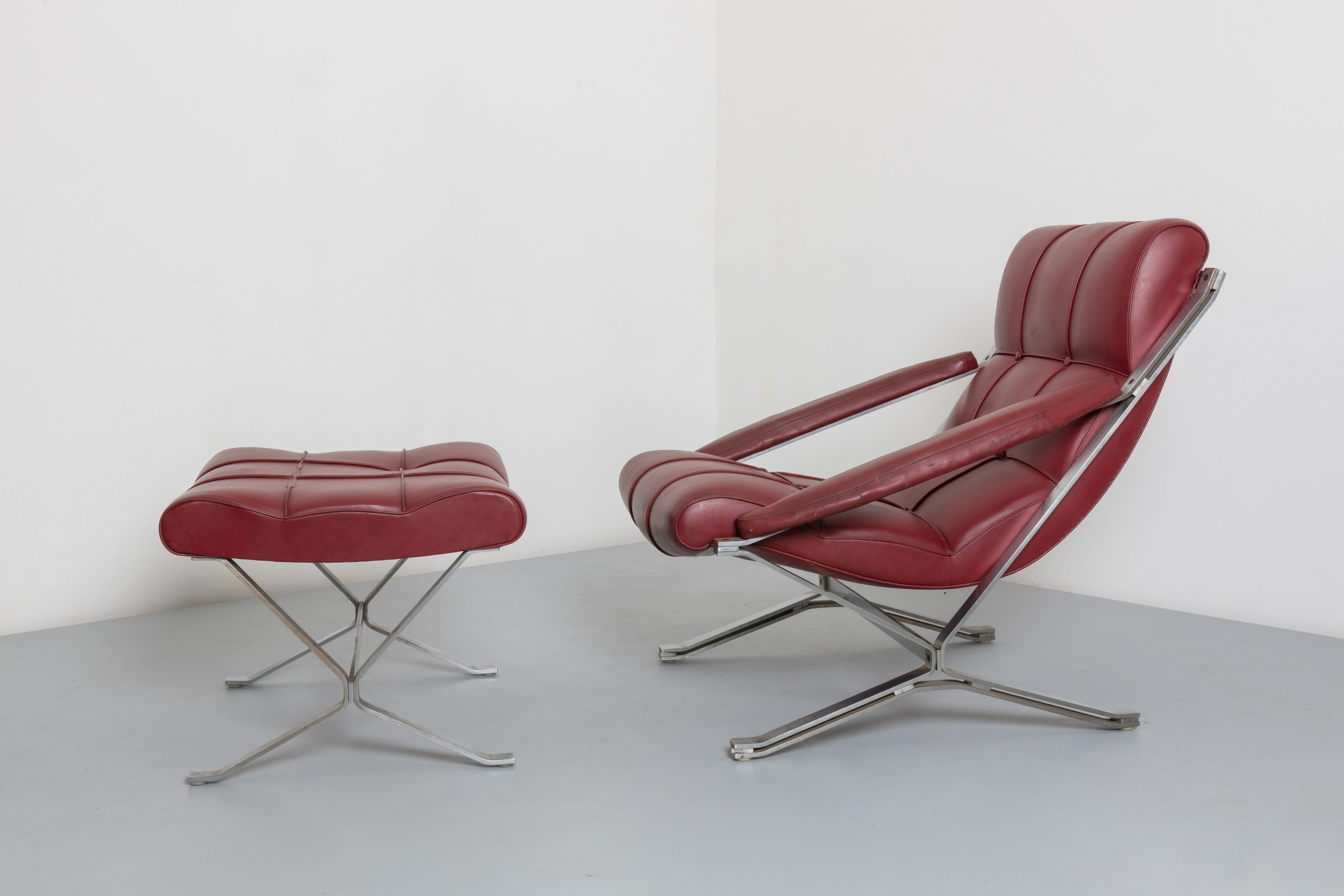 italien Giulio Moscatelli Prod, Formanova, 1970 Fauteuil et pouf Mod, Sayonara en vente