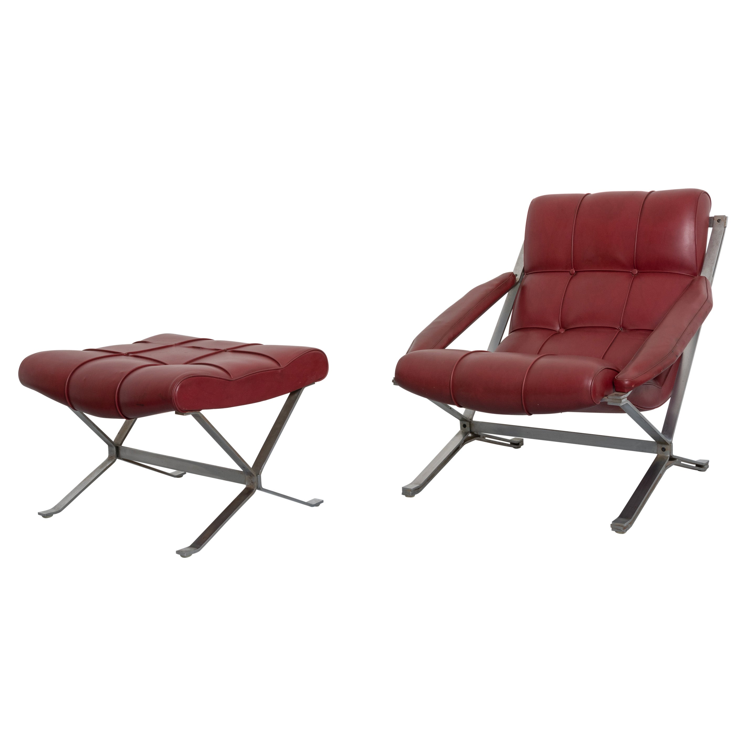 Giulio Moscatelli Prod, Formanova, 1970 Fauteuil et pouf Mod, Sayonara