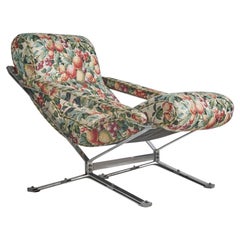 Vintage Giulio Moscatelli, Rocking Chair, Metal, Fabric, Italy, c. 1960s