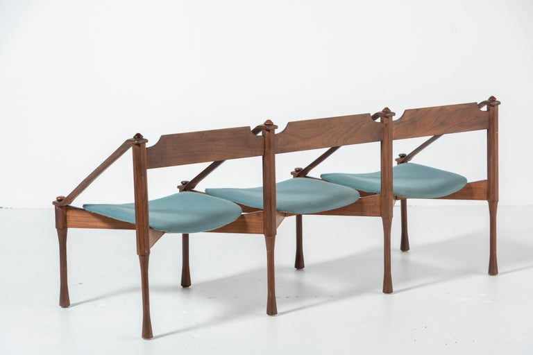 Giulio Moscatelli Three-Seat Bench in Palisander, '60s, Spazio For Sale 3