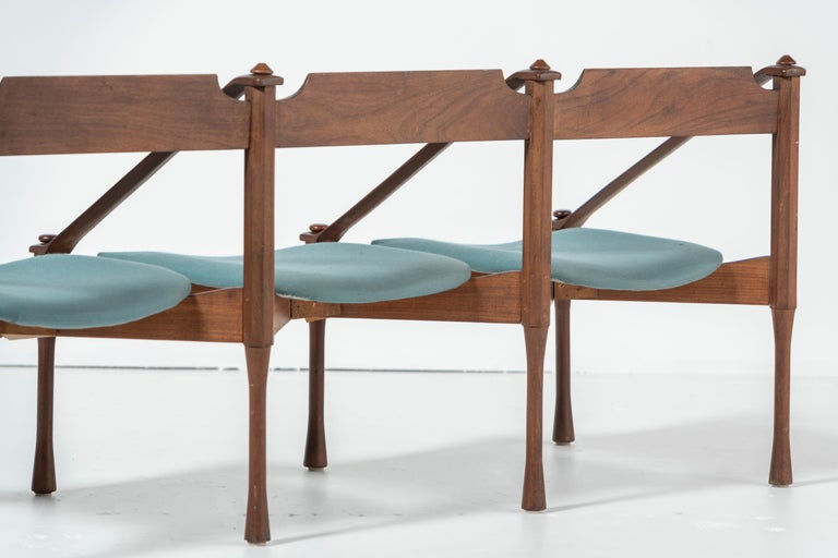Giulio Moscatelli Three-Seat Bench in Palisander, '60s, Spazio For Sale 4