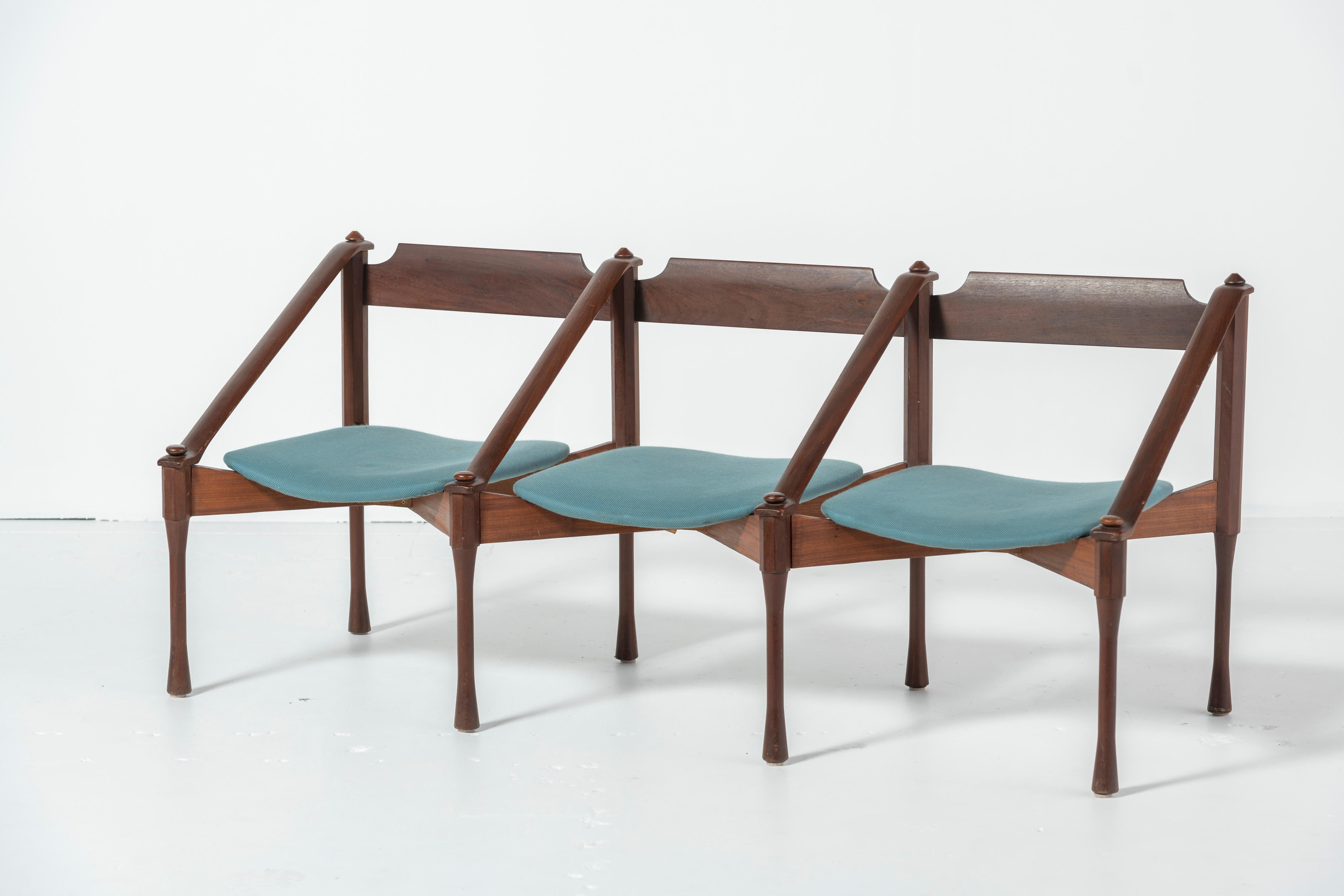 Mid-Century Modern Giulio Moscatelli Three-Seat Bench in Palisander, '60s, Spazio