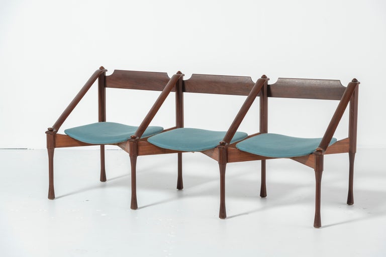 Mid-Century Modern Giulio Moscatelli Three-Seat Bench in Palisander, '60s, Spazio For Sale