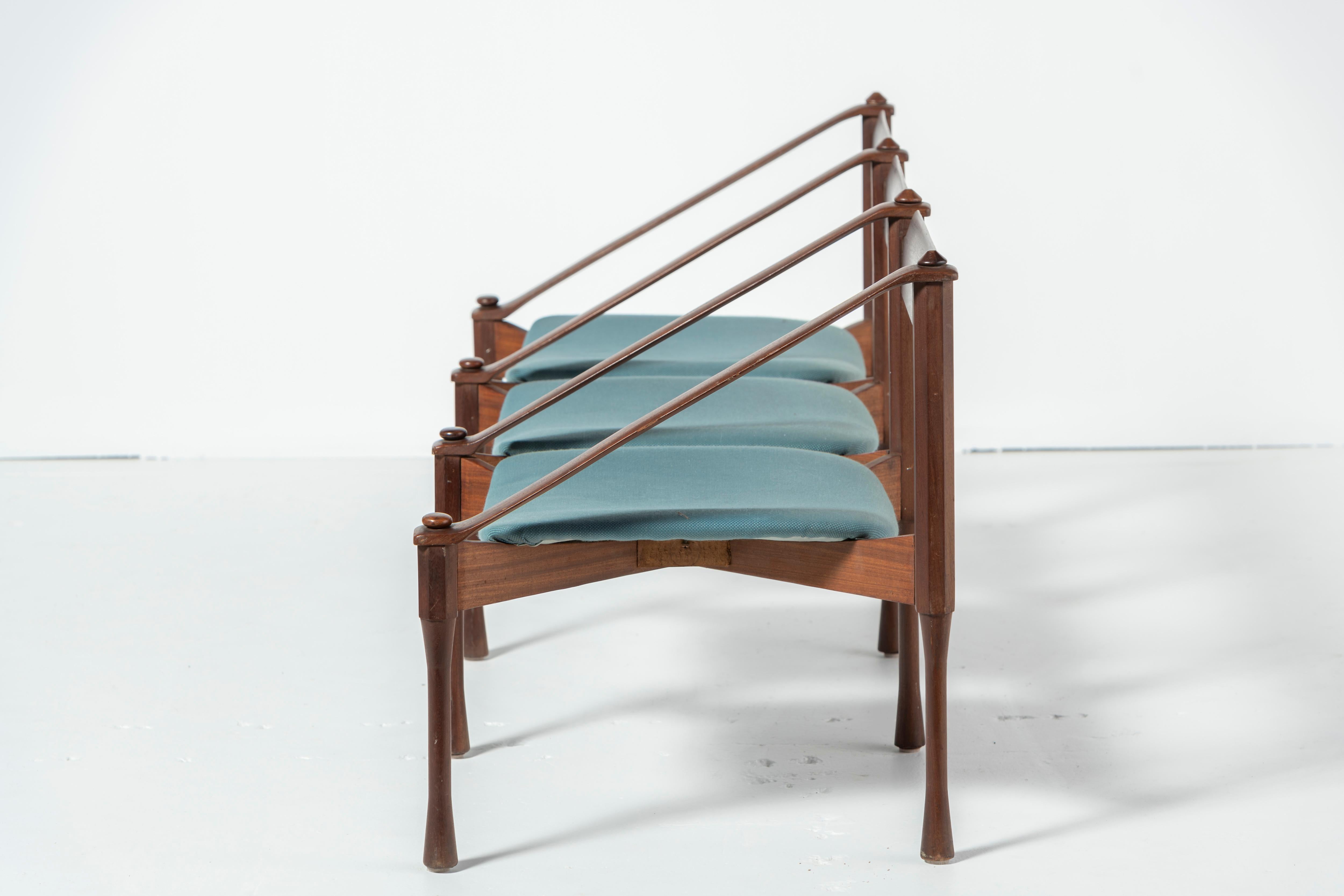Mid-20th Century Giulio Moscatelli Three-Seat Bench in Palisander, '60s, Spazio