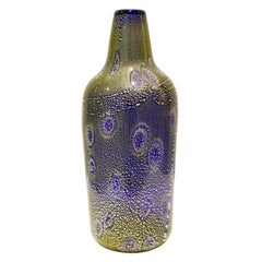 Vase en verre soufflé à la main avec murrhines et feuille d'or de Giulio Radi, vers 1950
