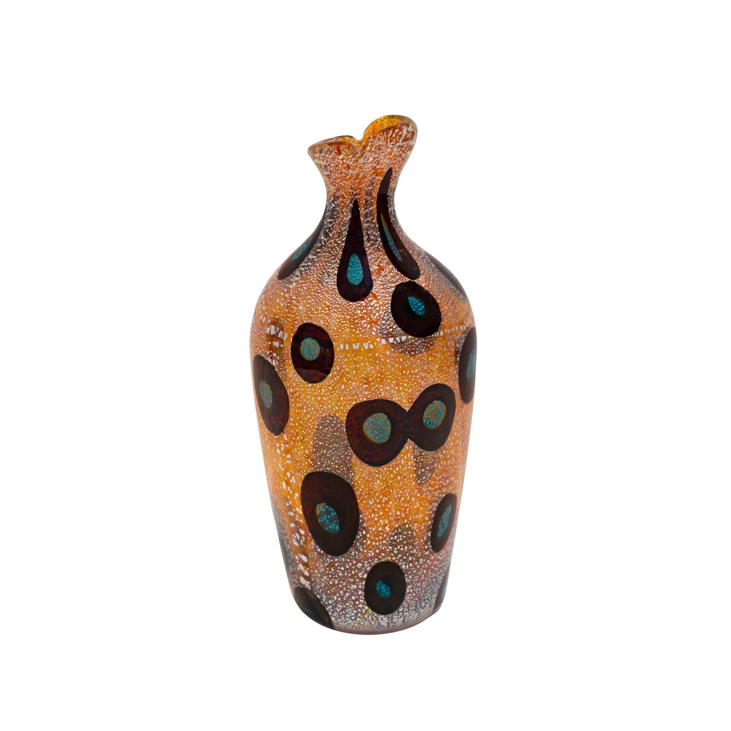 Giulio Radi Vase aus mundgeblasenem Glas mit Murrhinen und Silberfolie ca. 1950 (Moderne der Mitte des Jahrhunderts) im Angebot