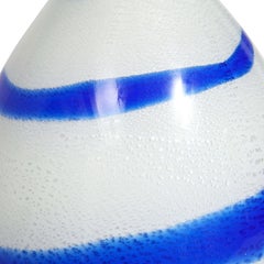 Giulio Radi Hand-Blown Glass Vase with Silver Foil and Blue Spiral, ca 1950