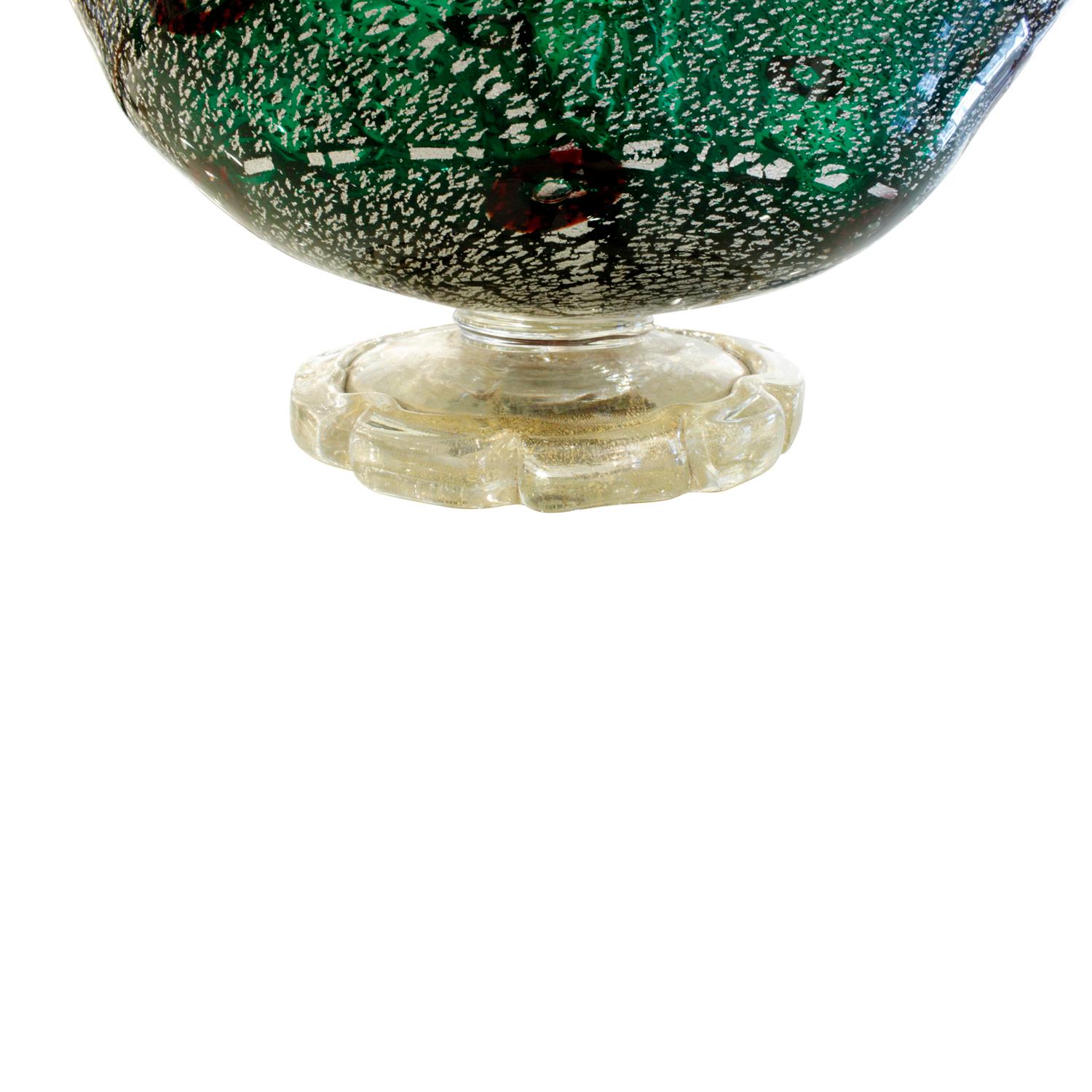 Mid-20th Century Giulio Radi Hand Blown Vessel with Silver and Gold Foil with Murrhines, 1940s For Sale