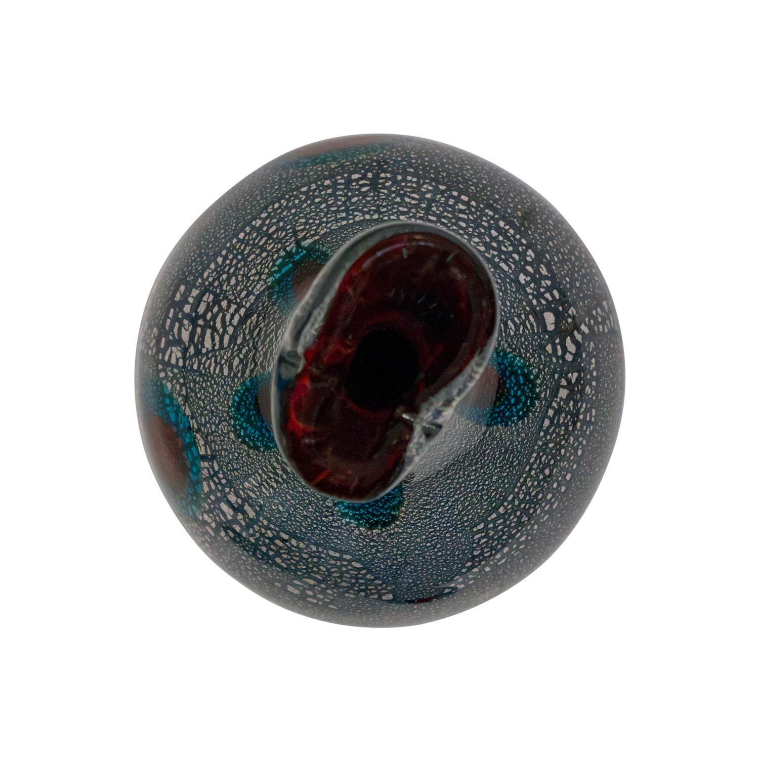 Italiano Giulio Radi Stupendo vaso in vetro soffiato a mano con lamina d'argento Ca. 1950 in vendita