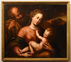 Holy Family Giulio Romano Paint Oil on canvas Old master 17th Century Italian  
