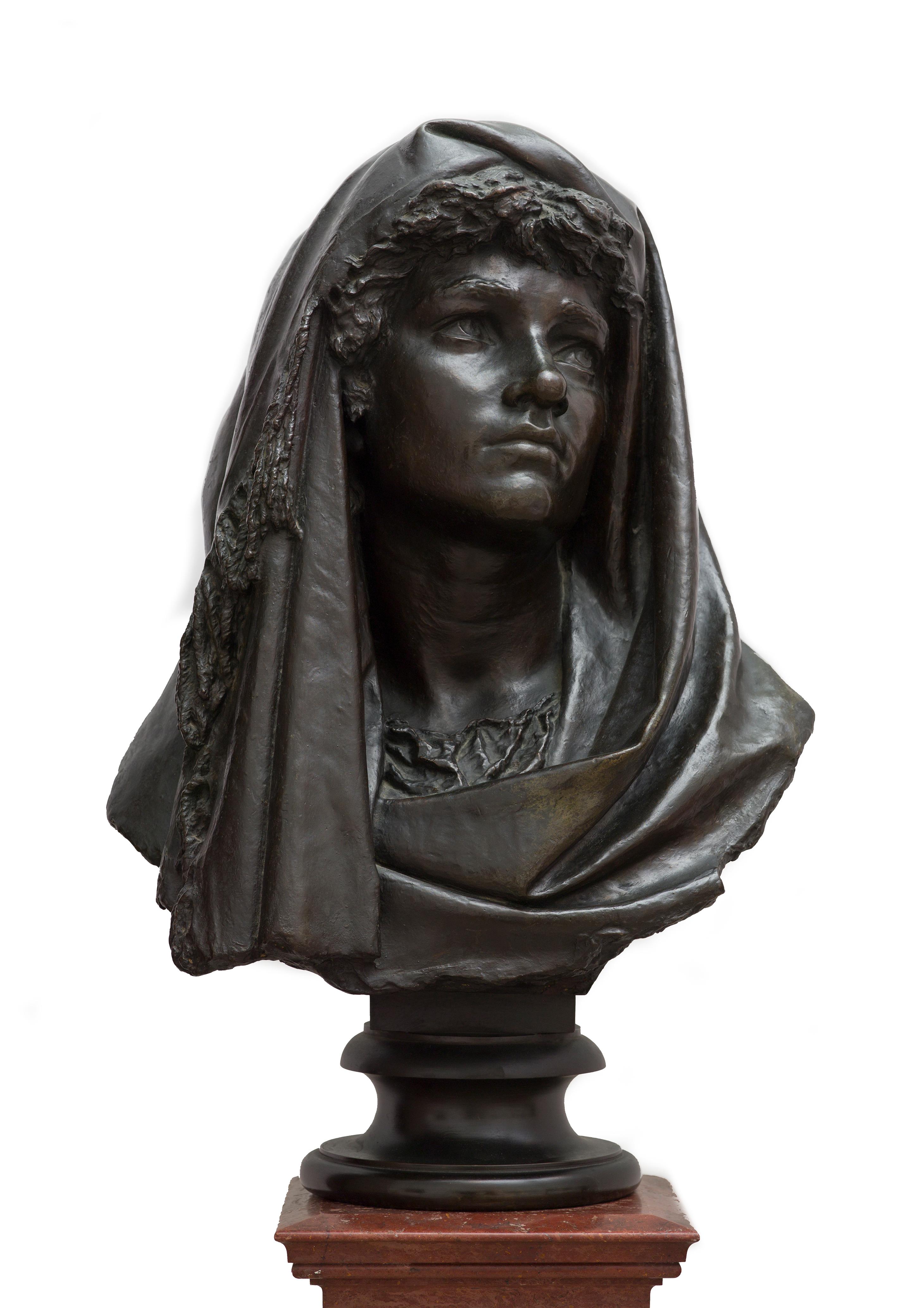 Giulio Tadolini Figurative Sculpture - Bust of veiled woman
