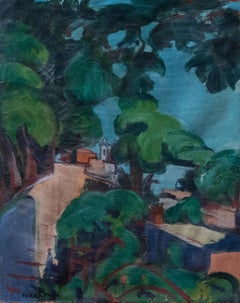 Rome Villa Borghese Garden - Trinità de' Monti - Oil on Canvas by G. Turcato