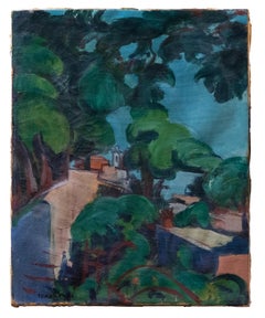 Rome Villa Borghese Garden - Trinità de' Monti - Oil on Canvas by G. Turcato