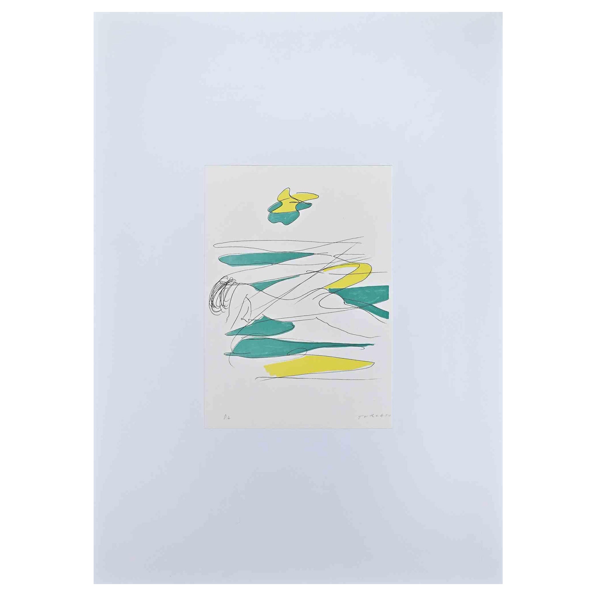 Composition abstraite - Lithogaph de Giulio Turcato - 1970