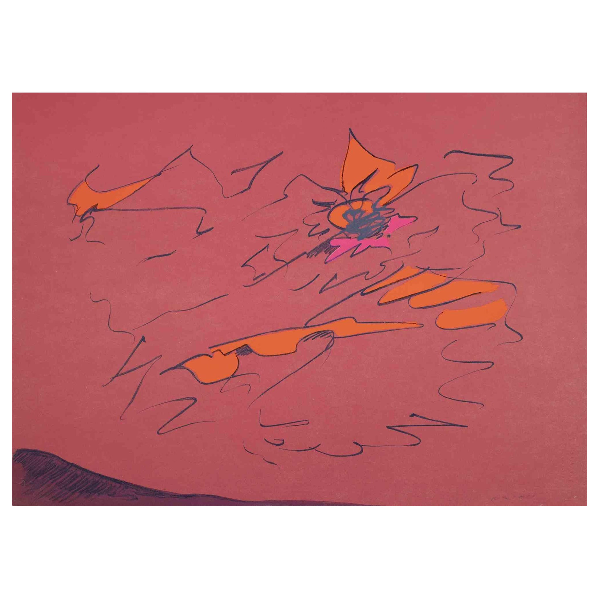 Composition abstraite - Lithographie et sérigraphie de Giulio Turcato - 1973