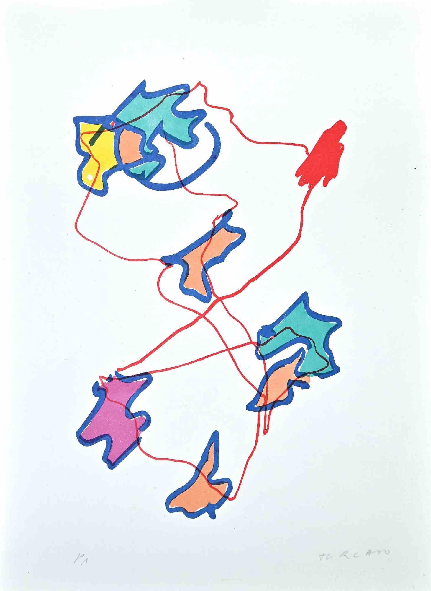 Abstract Composition is a colored lithograph print realized by the contemporary artist Giulio Turcato in 1973.

Hand-signed in pencil on the lower right.

Artist's Proof.

Good conditions.

Giulio Turcato  (1912 - 1995) was an Italian artist who