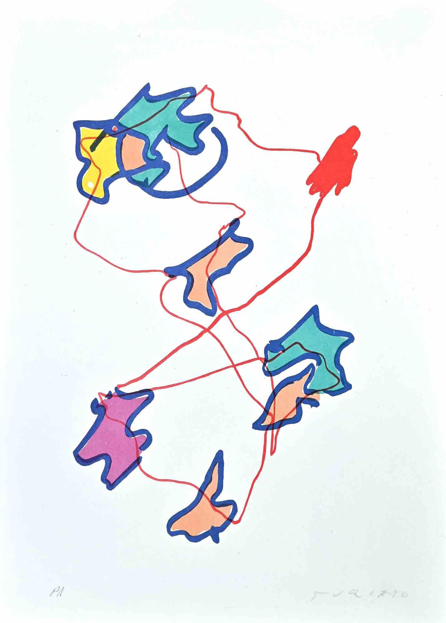 Composizione astratta è una stampa litografica a colori realizzata dall'artista contemporaneo Giulio Turcato nel 1973.

Firmato a mano a matita in basso a destra.

Prova d'artista.

Buone condizioni.

Giulio Turcato (1912 - 1995) è stato un artista