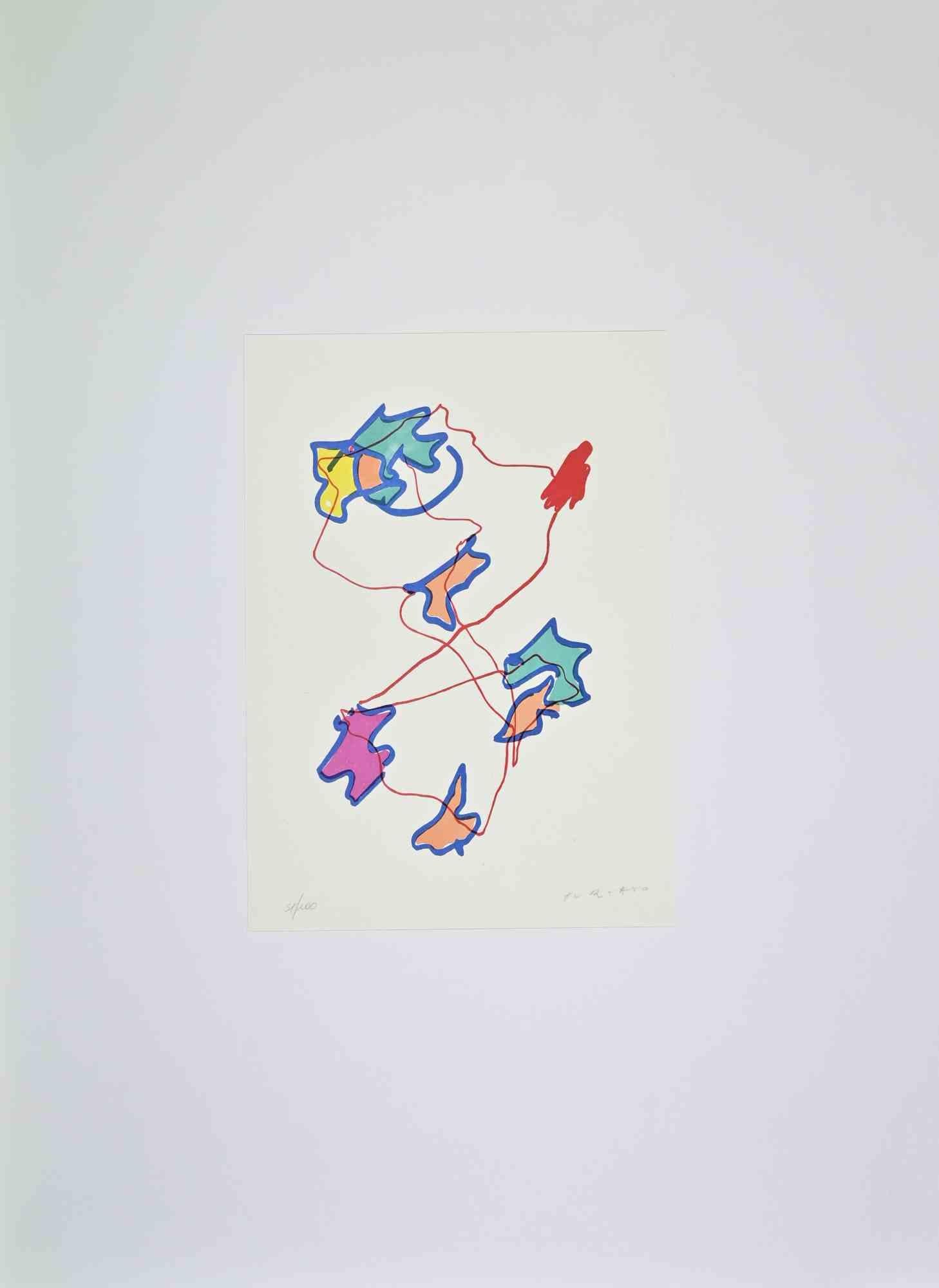 Abstract Composition - Lithograph by Giulio Turcato - 1973