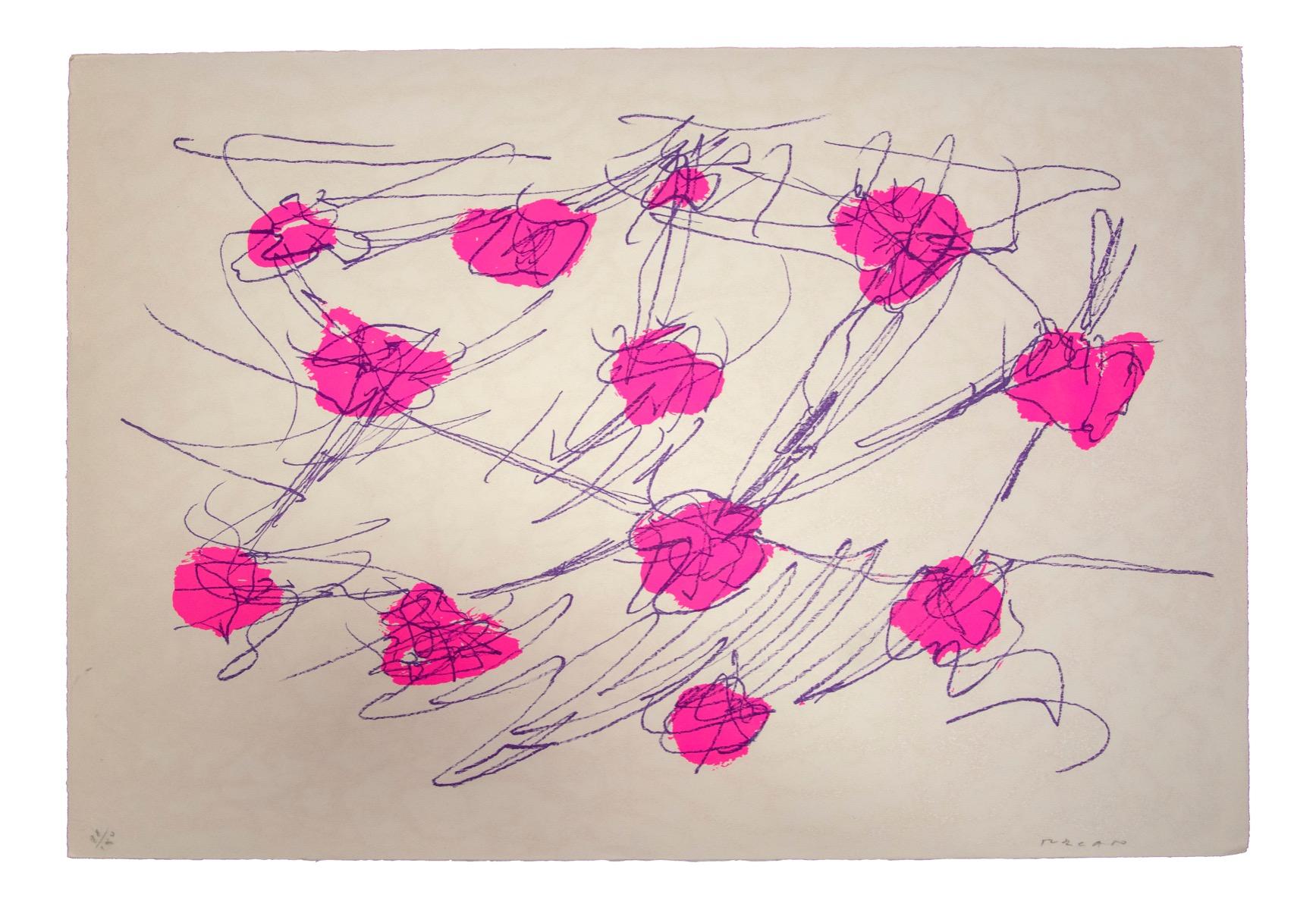 Abstract Composition - Original Screen Print by Giulio Turcato - 1970