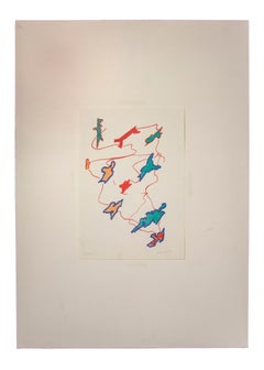 Vintage Abstract Composition - Original Screen Print by Giulio Turcato - 1970
