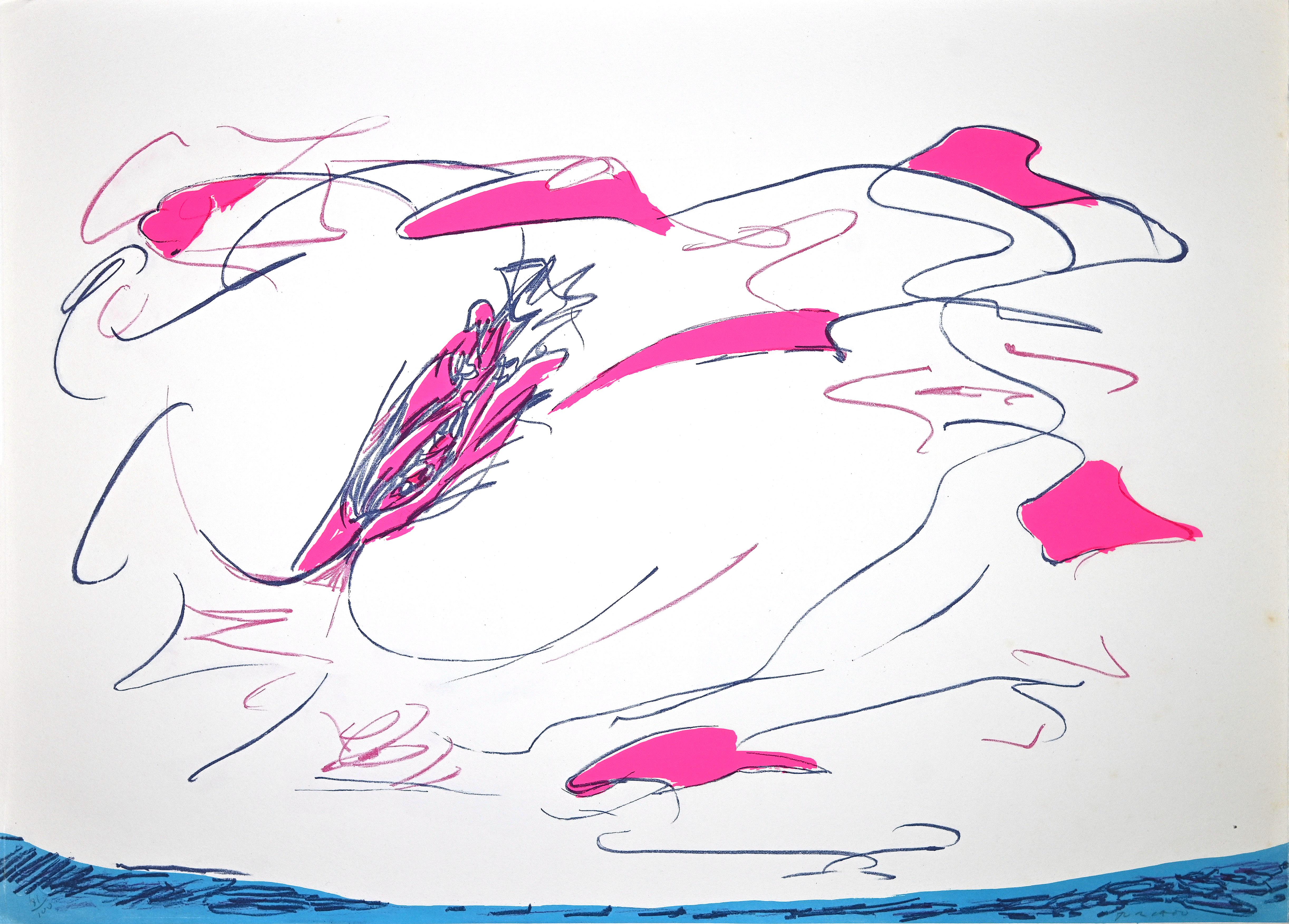 Abstract Composition est une sérigraphie colorée réalisée par l'artiste contemporain Giulio Turcato.

Signé à la main au crayon en bas à droite.

Numéroté dans la marge inférieure gauche, édition de 100 exemplaires.

Etiquette d'authenticité de La