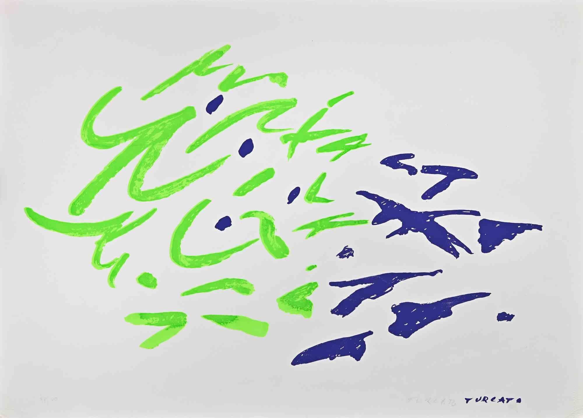 Abstract Composition ist ein farbiger Siebdruck des zeitgenössischen Künstlers Giulio Turcato aus dem Jahr 1973.

Handsigniert mit Bleistift unten rechts.

Nummeriert. Edition,98/100.

Echtheitslabel von La Nuova Foglio auf der Rückseite. 

Gute