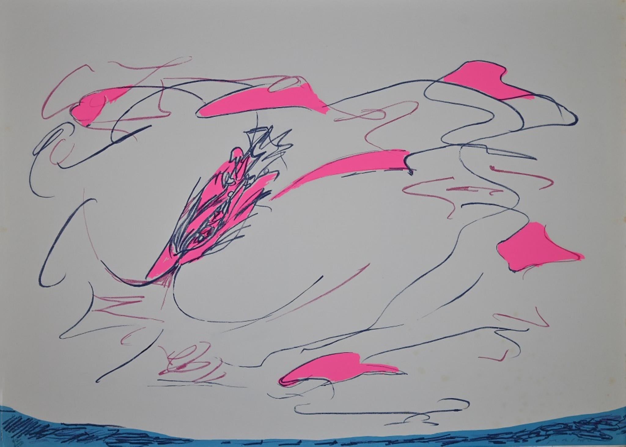 Abstract Composition - Screen print by Giulio Turcato - 1976