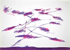 Abstract Violet Composition - Original Screen Print by Giulio Turcato - 1976