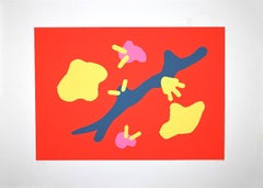 Composition en rouge - Impression sérigraphiée de Giulio Turcato - 1970