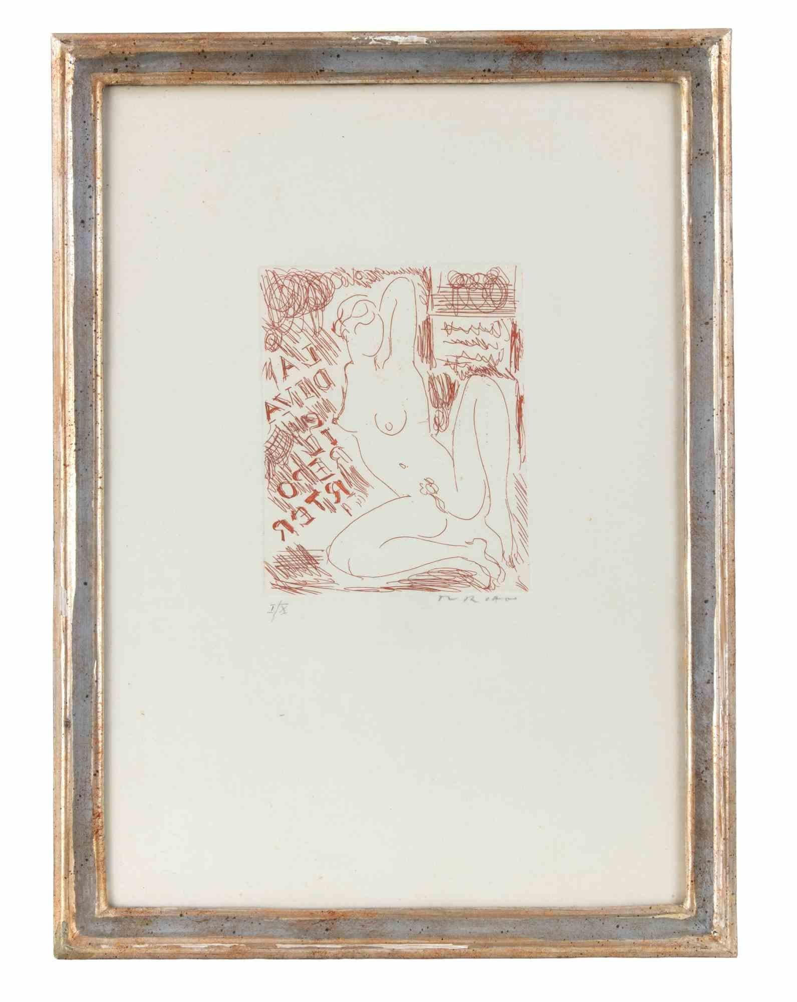 Diva e Reporter - Etching by Giulio Turcato - 1974 For Sale 1