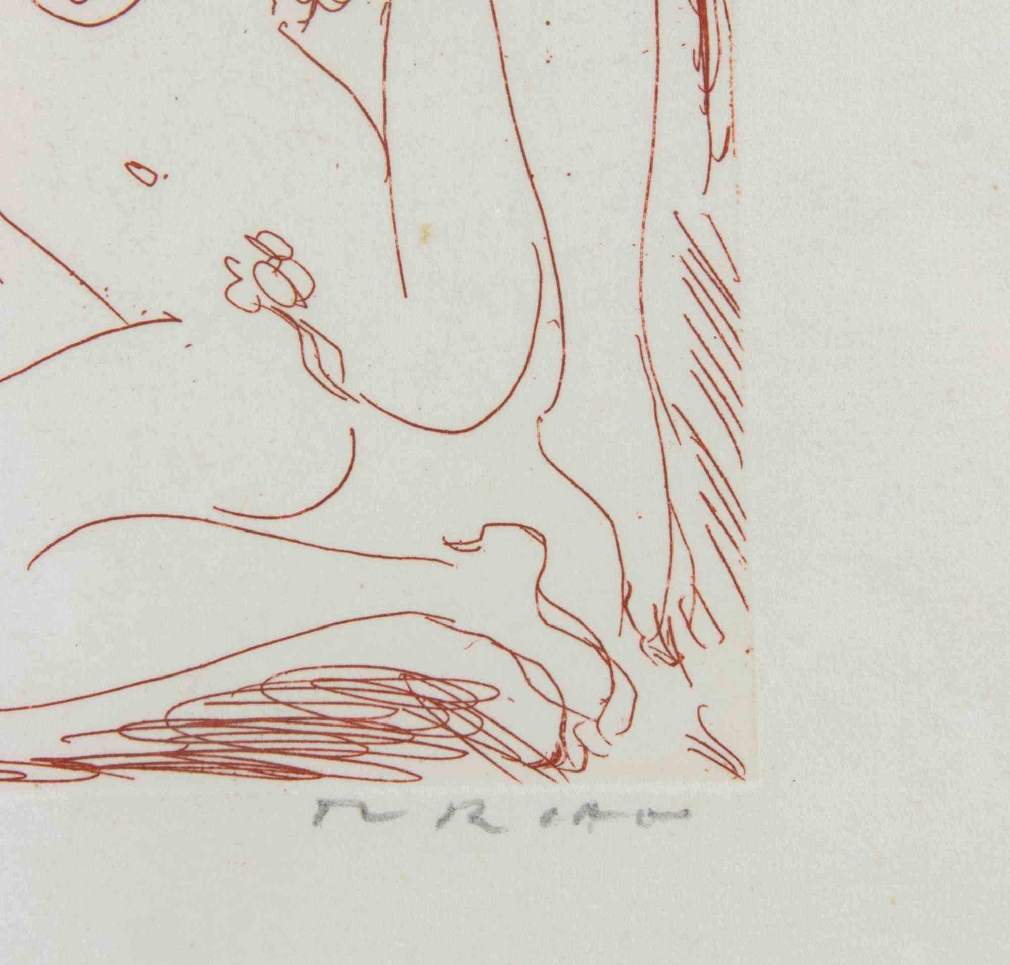 Diva e Reporter - Etching by Giulio Turcato - 1974 For Sale 2