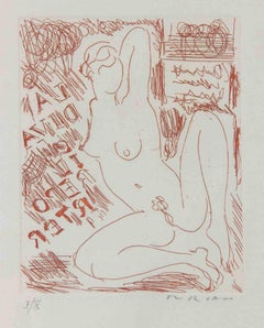 Diva e Reporter - Gravure de Giulio Turcato - 1974
