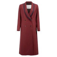 Giuliva Heritage Collection Women's Burgundy Wool Double Breasted Long Coat