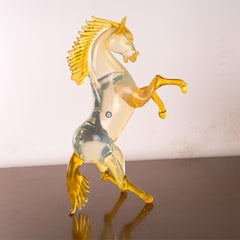 GIUMAN Citrine Topaz Murano Glass Rearing Horse Sculpture Made in Italy in Stock