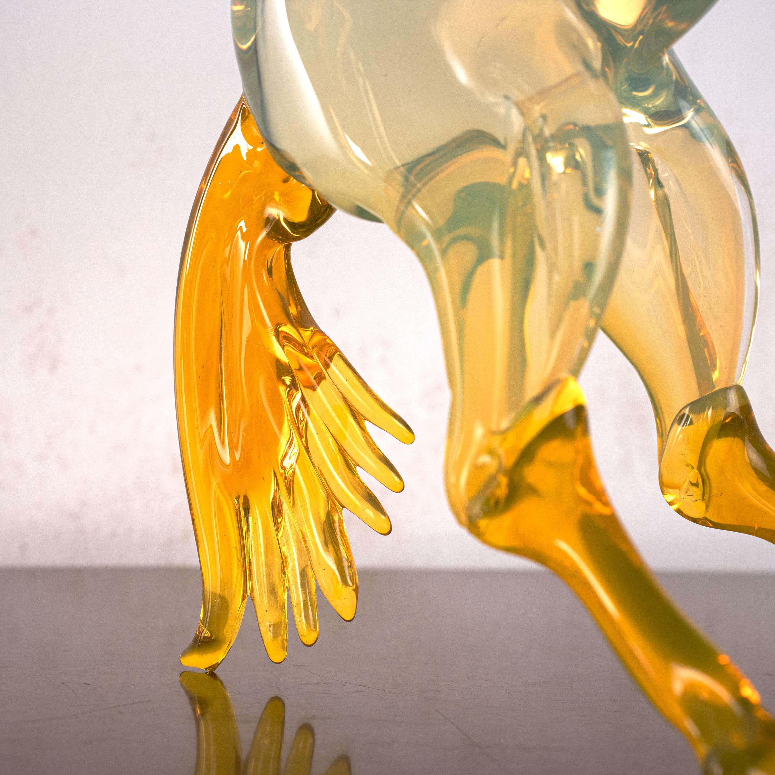 GIUMAN Citrin Topas Murano Glas Skulptur Aufzuchtpferd Made in Italy auf Lager im Zustand „Gut“ im Angebot in Venezia, IT