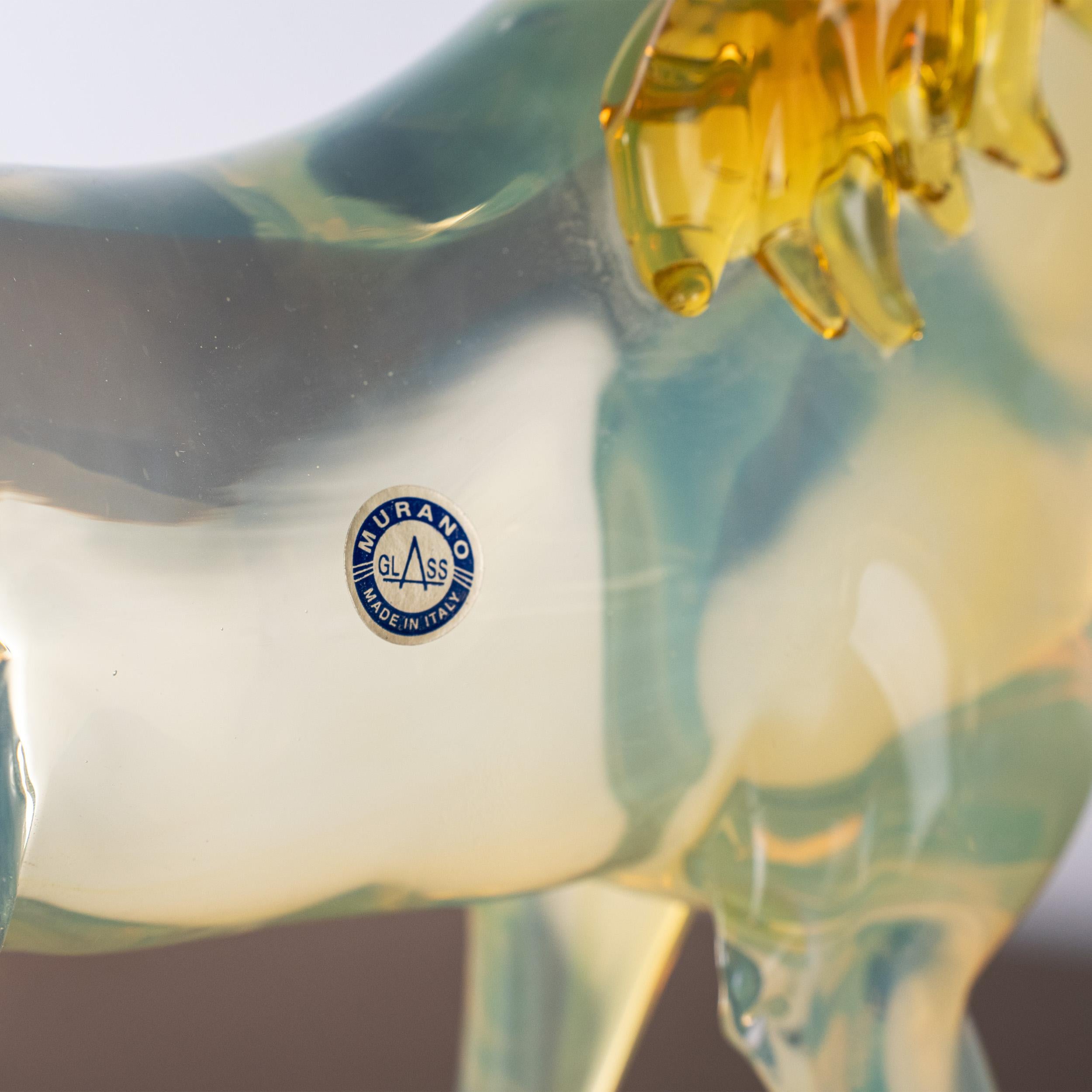 GIUMAN Citrin Topas Murano Glas Skulptur Aufzuchtpferd Made in Italy auf Lager im Angebot 1