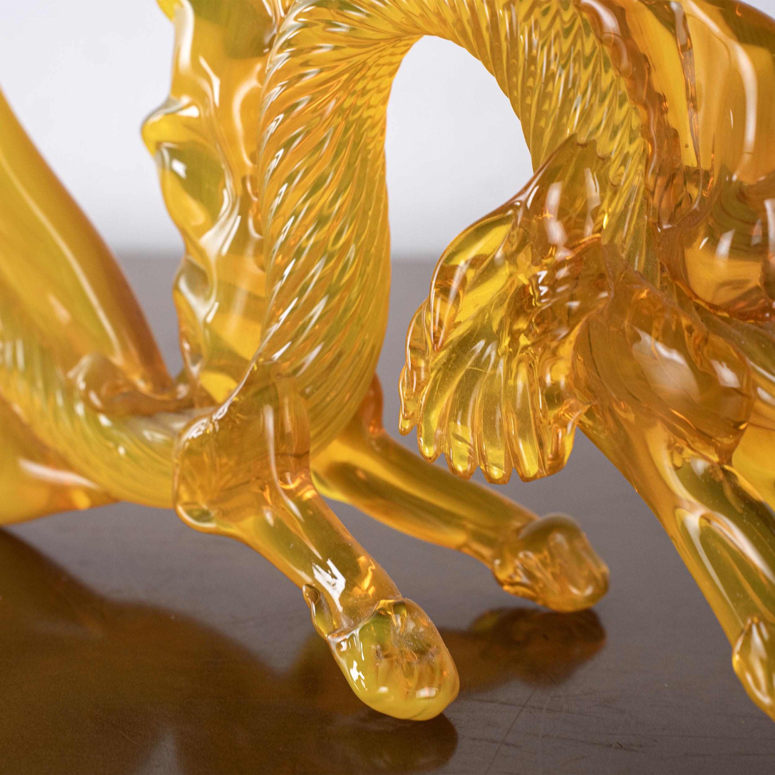 GIUMAN Murano Bernsteinglas Big Dragon Skulptur Made in Italy, ab Lager lieferbar (Muranoglas) im Angebot